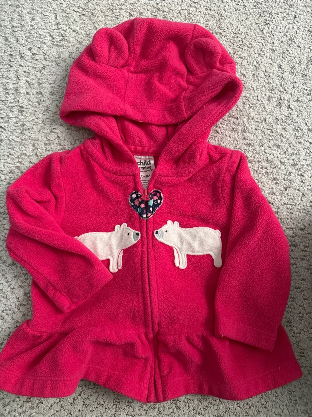 child of mine Bright Pink Polar Bear Hooded Fleece Jacket